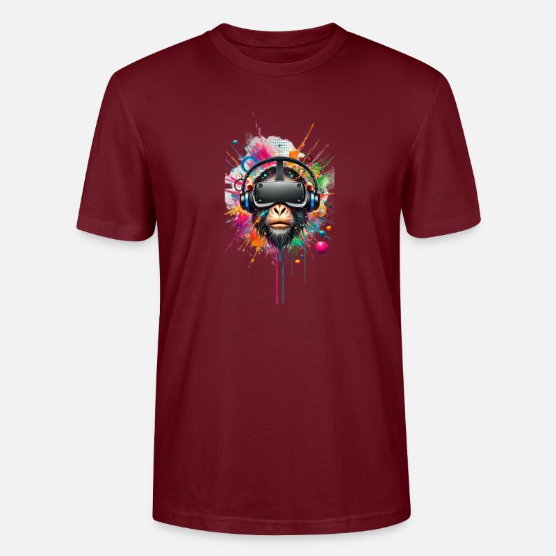 VR Affe bunt - Stanley/Stella Unisex Bio-T-Shirt CRAFTER - Burgunderrot