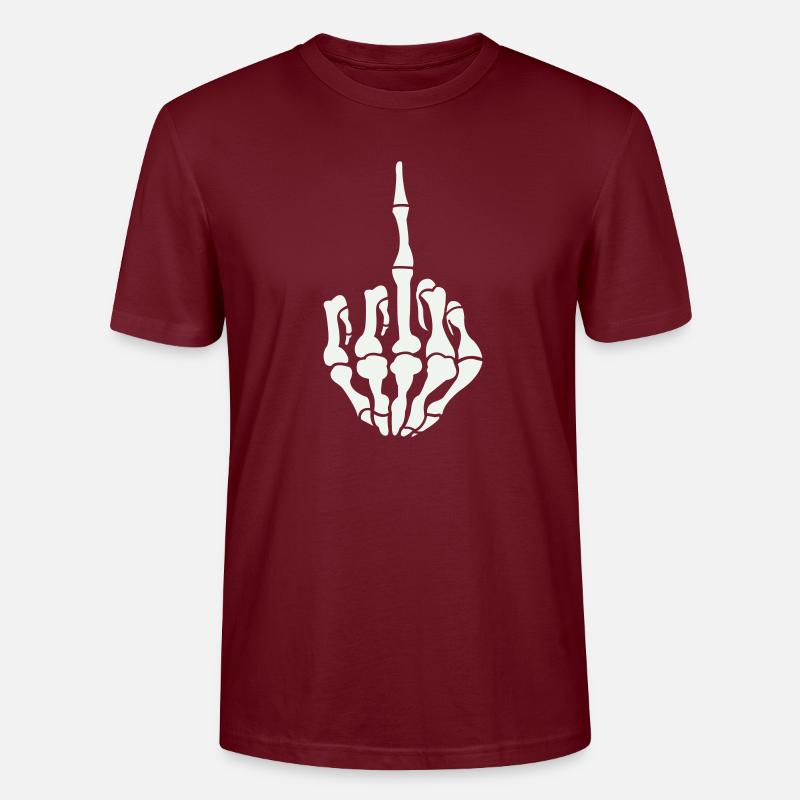 skull mittelfinger - Stanley/Stella Unisex Bio-T-Shirt CRAFTER - Burgunderrot
