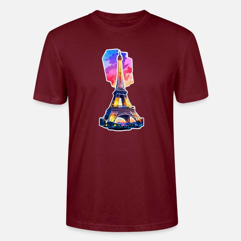 Tour Eiffel #4 - T-shirt bio CRAFTER Stanley Stella Unisexe - bordeaux