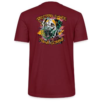 Better Safe Than Sorry - Dalmatiner Dalmatian - Stanley/Stella Unisex Bio-T-Shirt CRAFTER - Burgunderrot - Hinten - Michal (187cm)