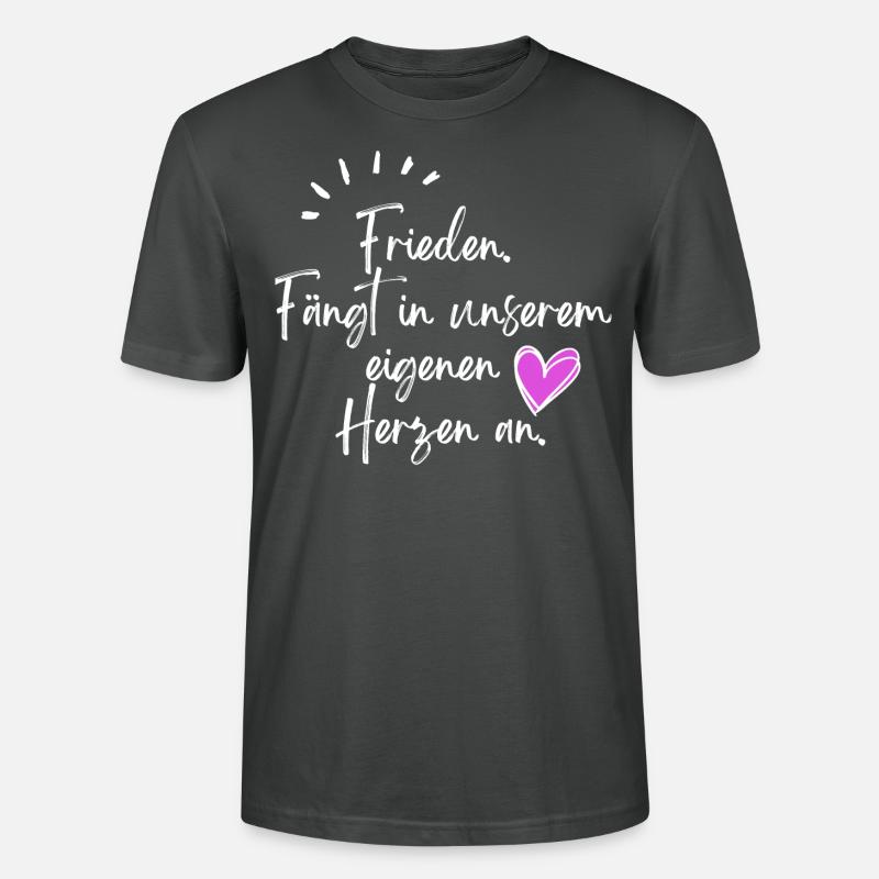 Frieden fängt in unserem eigenen Herzen an - Stanley/Stella Unisex Bio-T-Shirt CRAFTER - Anthrazit