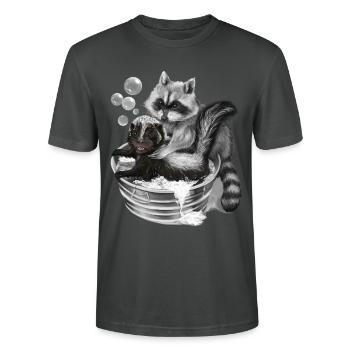 WischiWaschi - Stanley/Stella Unisex Bio-T-Shirt CRAFTER - Anthrazit - Vorne - Alina (178cm) & Michal (187cm)