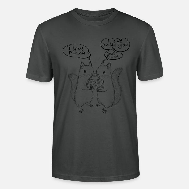 I love Pizza Eichhörnchen - Stanley/Stella Unisex Bio-T-Shirt CRAFTER - Anthrazit