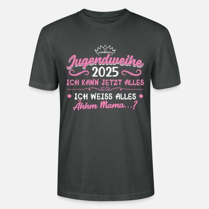 Jugendweihe 2025 Mädchen Junge - Stanley/Stella Unisex Bio-T-Shirt CRAFTER - Anthrazit