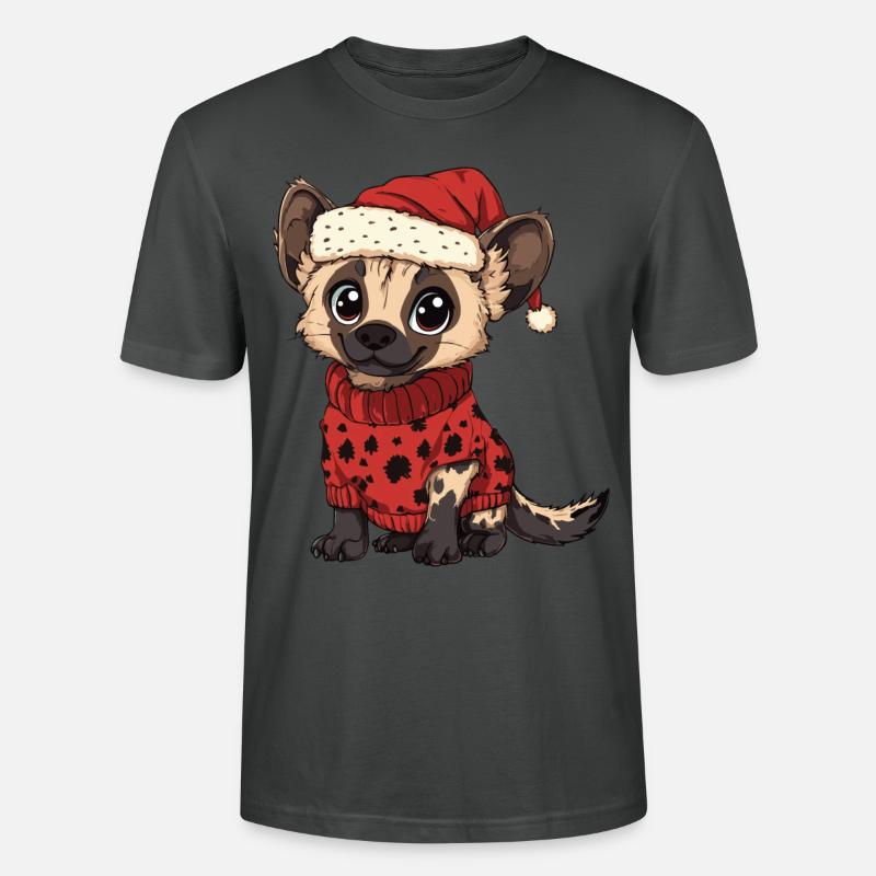 Hyäne Weihnachten Comic - Stanley/Stella Unisex Bio-T-Shirt CRAFTER - Anthrazit