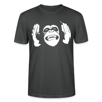 Chimp music - Stanley/Stella CRAFTER Unisex Organic T-Shirt - anthracite - Front - Alina (178cm) & Michal (187cm)