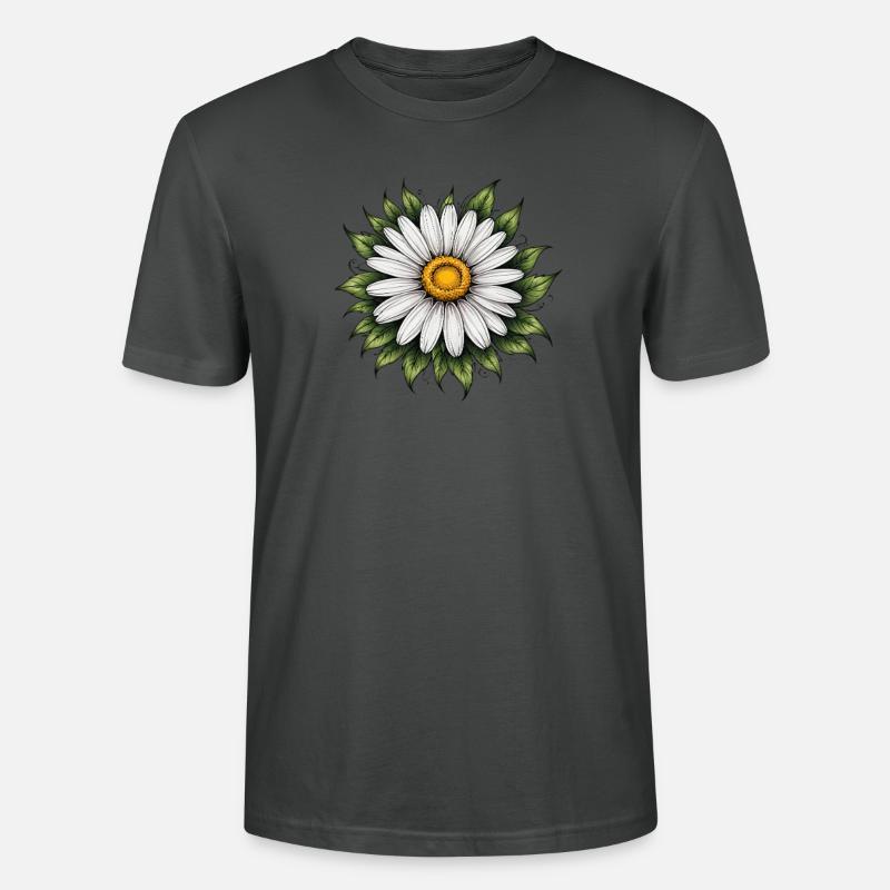 Daisy Bloom mit Blättern - Stanley/Stella Unisex Bio-T-Shirt CRAFTER - Anthrazit