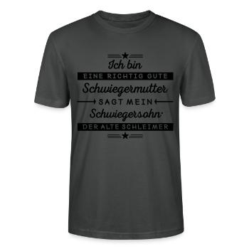 Ich bin eine gute Schwiegermutter  - Stanley/Stella Unisex Bio-T-Shirt CRAFTER - Anthrazit - Vorne - Alina (178cm) & Michal (187cm)