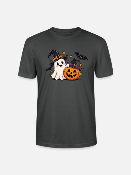 Halloweenfreude Geist und Kürbis - Stanley/Stella Unisex Bio-T-Shirt CRAFTER - Anthrazit