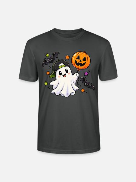 Halloween Geist mit Kürbisballon - Stanley/Stella Unisex Bio-T-Shirt CRAFTER - Anthrazit