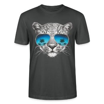 Leopard "Cool" - Stanley/Stella Unisex Bio-T-Shirt CRAFTER - Anthrazit - Vorne - Alina (178cm) & Michal (187cm)