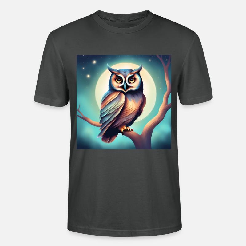 Eule träumerisch Gothic Geschenkidee Nacht - Stanley/Stella Unisex Bio-T-Shirt CRAFTER - Anthrazit