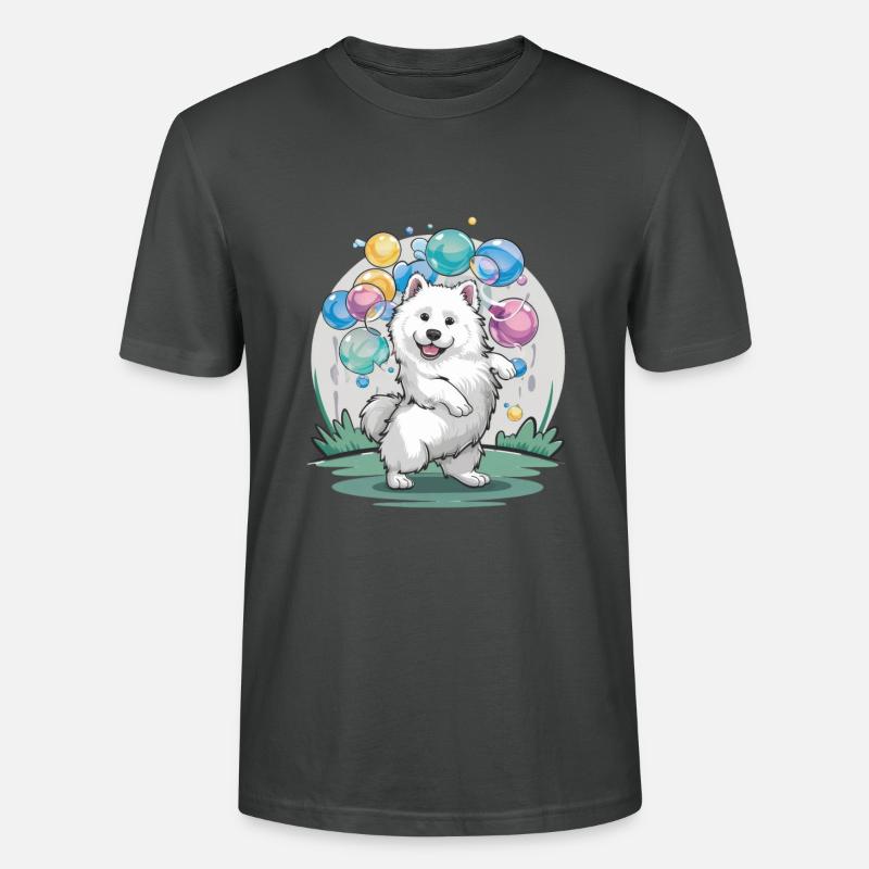 Samojede Hund mit Seifenblasen - Stanley/Stella Unisex Bio-T-Shirt CRAFTER - Anthrazit