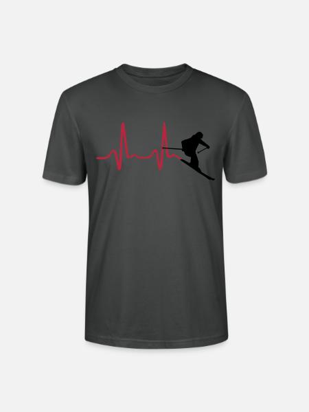 Skier & Heartbeat, Skiing - T-shirt bio CRAFTER Stanley Stella Unisexe - charbon