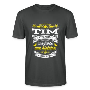 TIM PARFAIT - PRENOM TIM - T-shirt bio CRAFTER Stanley Stella Unisexe - charbon - Devant - Alina (178cm) & Michal (187cm)