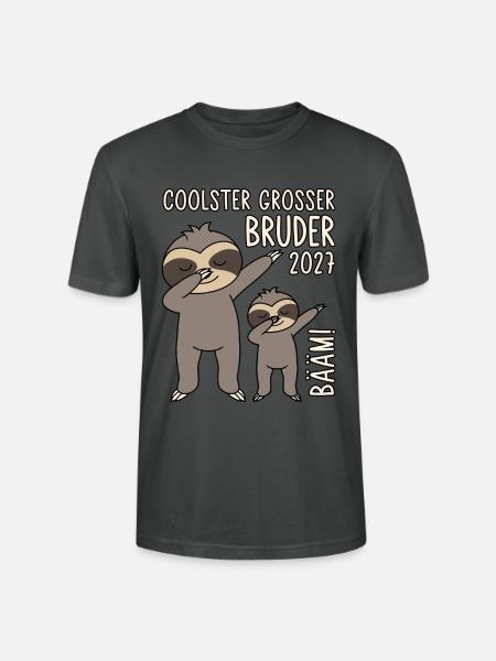 Coolster Großer Bruder 2027 Bääm! Dabbing Faultier - Stanley/Stella Unisex Bio-T-Shirt CRAFTER - Anthrazit