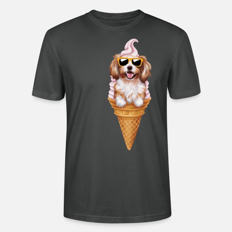 Shih Tzu comme glace gaufrée - T-shirt bio CRAFTER Stanley Stella Unisexe - charbon