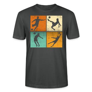 Passionné de foot t-shirt joueur de foot Vintage - T-shirt bio CRAFTER Stanley Stella Unisexe - charbon - Devant - Alina (178cm) & Michal (187cm)