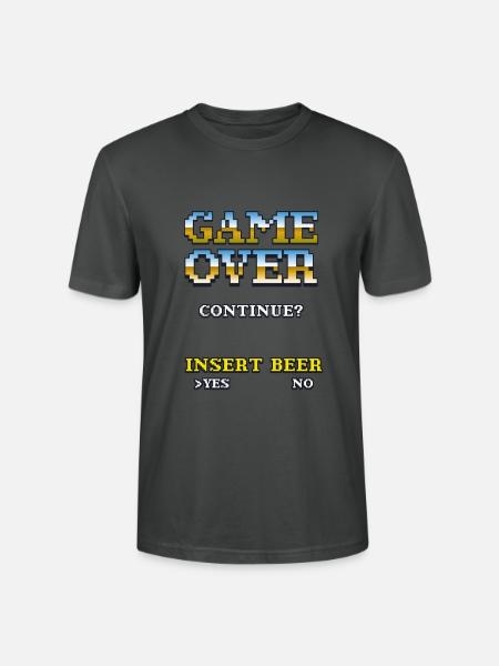 Game Over-Insert beer - Stanley/Stella Unisex Bio-T-Shirt CRAFTER - Anthrazit
