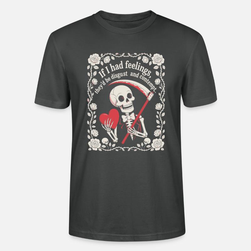 Halloween drôle squelette si j’avais des sentiments - T-shirt bio CRAFTER Stanley Stella Unisexe - charbon