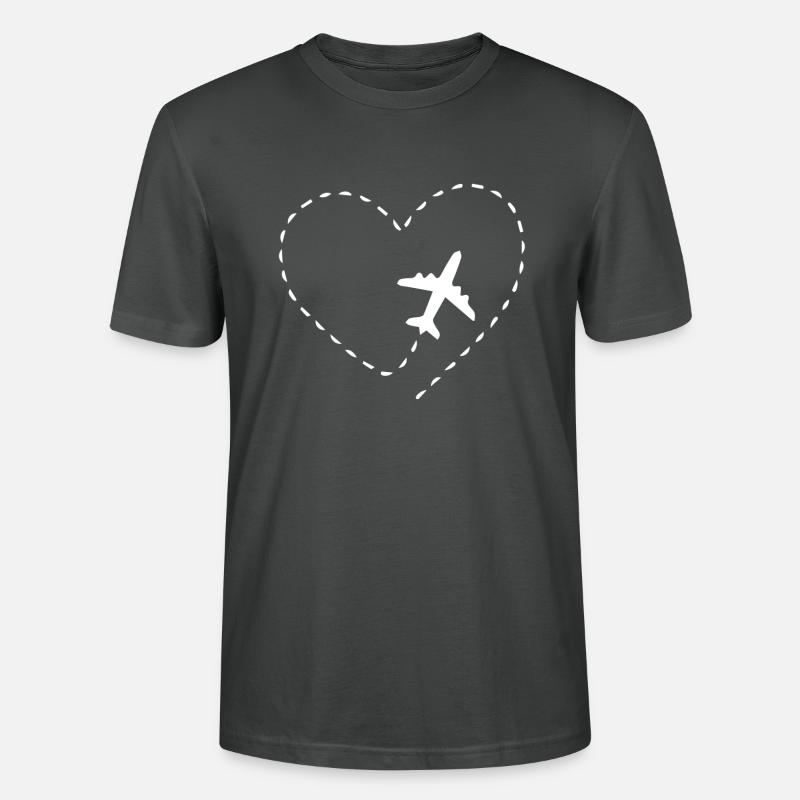 Flugzeug Pilot Herz Herzschlag - Stanley/Stella Unisex Bio-T-Shirt CRAFTER - Anthrazit