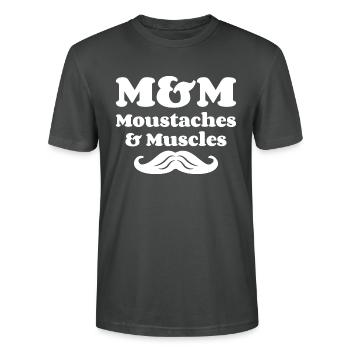 M&M (Moustaches & Muscles) - T-shirt bio CRAFTER Stanley Stella Unisexe - charbon - Devant - Alina (178cm) & Michal (187cm)
