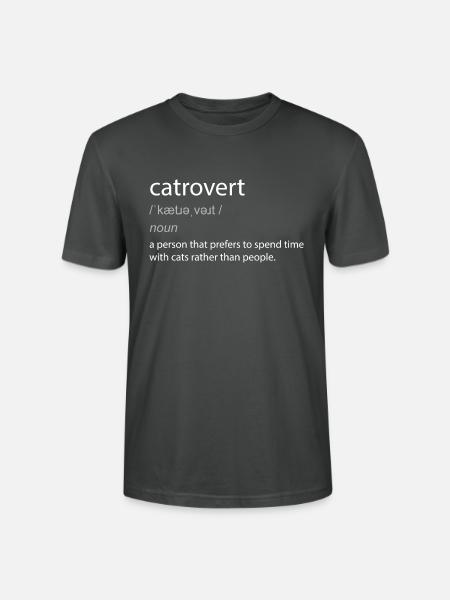 Catrovert Cat Lover Witty Definition - Stanley/Stella CRAFTER Unisex Organic T-Shirt - anthracite