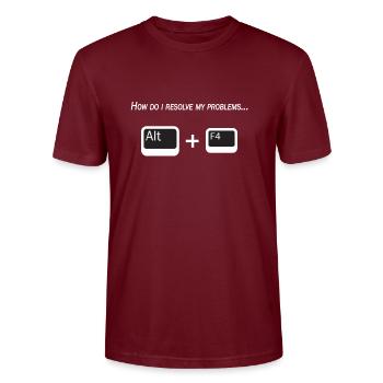 Nerd Geschichte - Stanley/Stella Unisex Bio-T-Shirt CRAFTER - Burgunderrot - Vorne - Alina (178cm) & Michal (187cm)