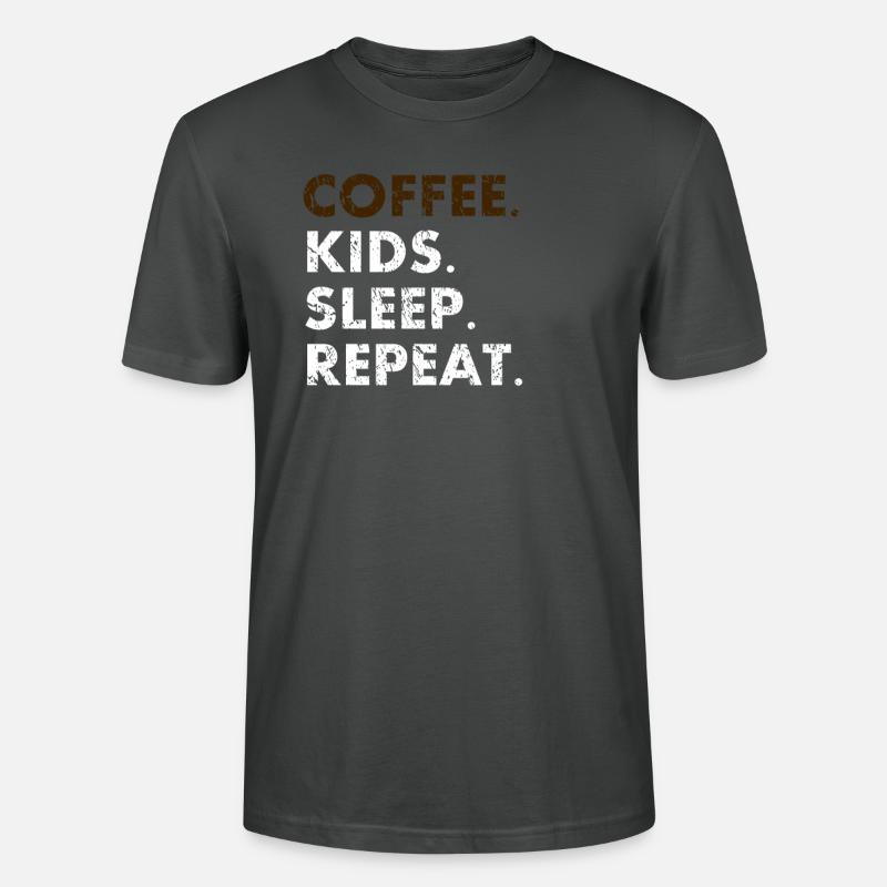 Coffee.Kids.Sleep.Repeat - T-shirt bio CRAFTER Stanley Stella Unisexe - charbon