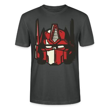 Transformers Optimus Prime Head Costume - Stanley/Stella CRAFTER Unisex Organic T-Shirt - anthracite - Front - Alina (178cm) & Michal (187cm)