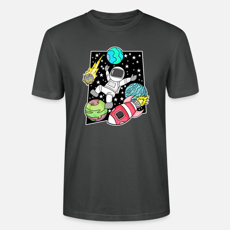 Astronaute dans l’espace avec fusée - T-shirt bio CRAFTER Stanley Stella Unisexe - charbon