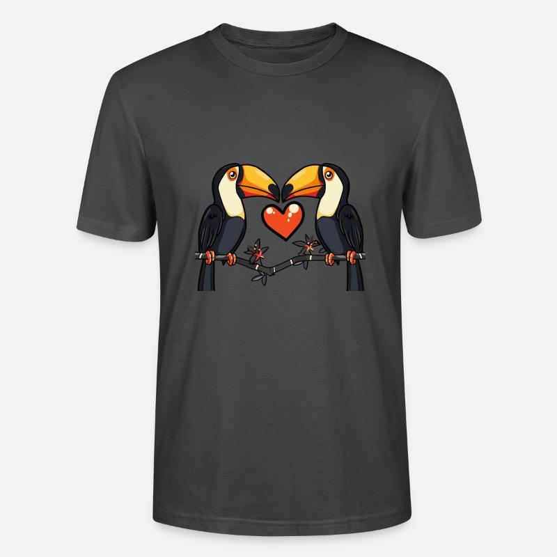 Toucan oiseau couple e Saint-Valentin - T-shirt bio CRAFTER Stanley Stella Unisexe - charbon