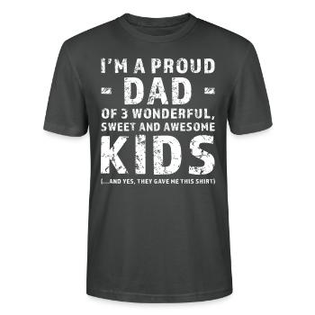 Funny gave Far regning at 3 børn - Stanley Stella CRAFTER unisex økologisk-T-shirt - charcoal - Foran - Alina (178cm) & Michal (187cm)