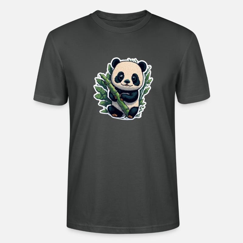 Cute Panda with Bamboo - Stanley/Stella Unisex Bio-T-Shirt CRAFTER - Anthrazit