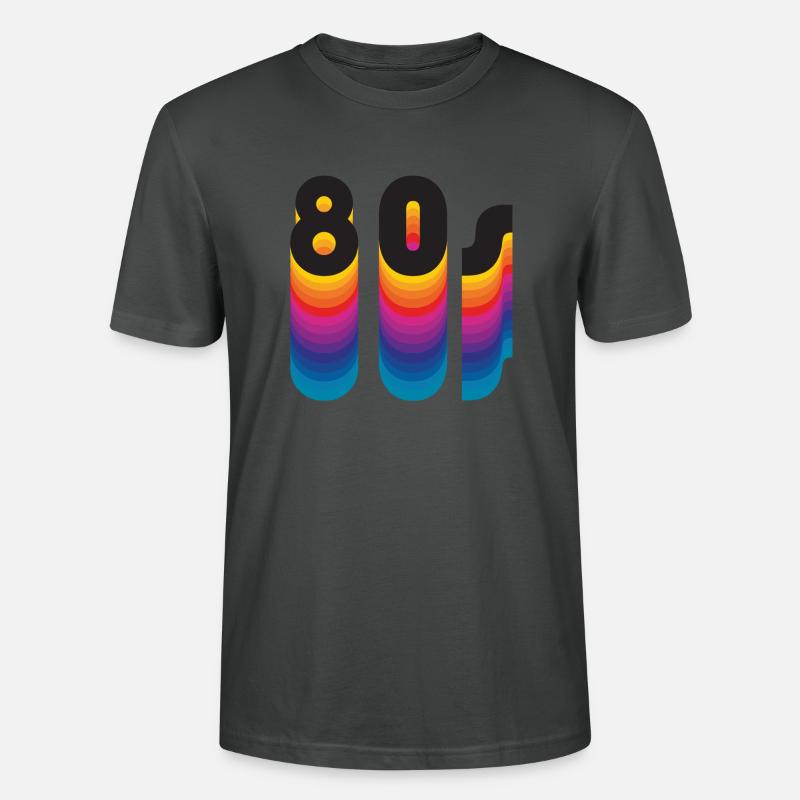 80s queue d'arc-en-ciel - T-shirt bio CRAFTER Stanley Stella Unisexe - charbon