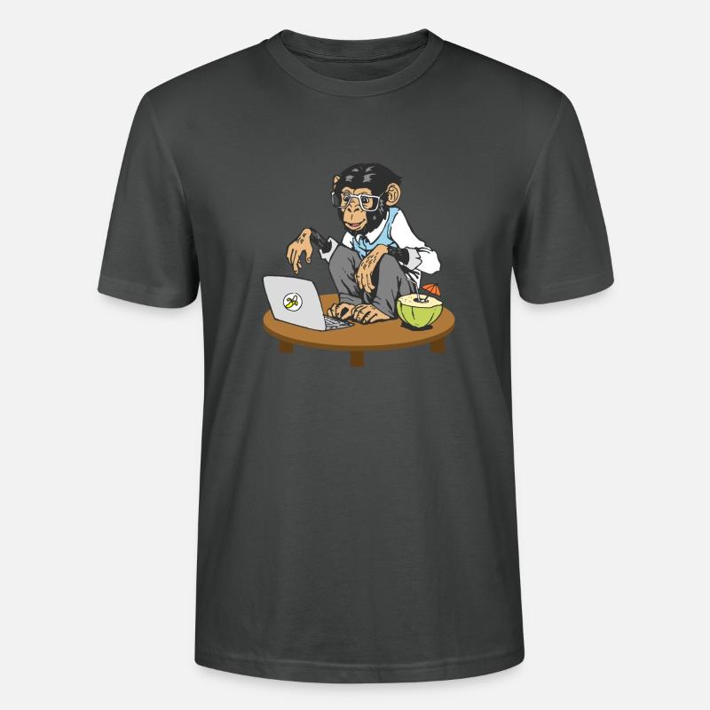 Progammierer Affe Code Monkey Coding Äffchen - Stanley/Stella Unisex Bio-T-Shirt CRAFTER - Anthrazit