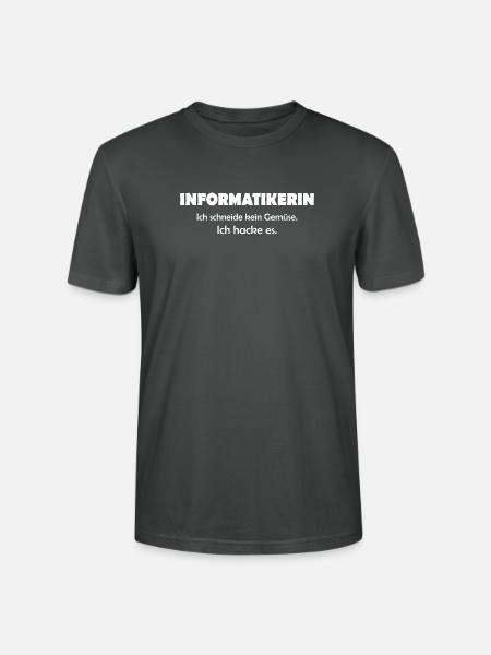Informatiker T-Shirt Geschenk - Stanley/Stella Unisex Bio-T-Shirt CRAFTER - Anthrazit