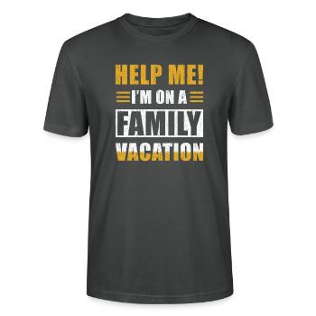 Family holiday saying funny - Stanley/Stella CRAFTER Unisex Organic T-Shirt - anthracite - Front - Alina (178cm) & Michal (187cm)