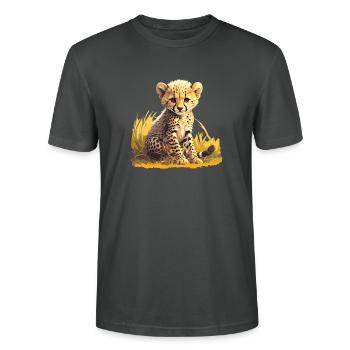 Cheetah Geparde Gepard - Stanley/Stella Unisex Bio-T-Shirt CRAFTER - Anthrazit - Vorne - Alina (178cm) & Michal (187cm)