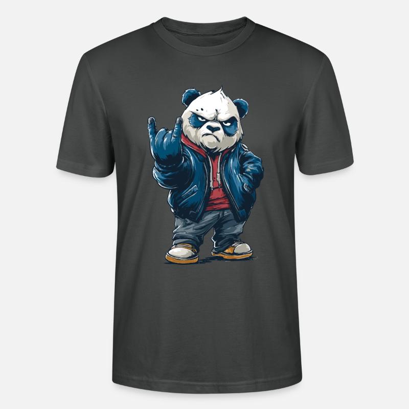 Rockiger Panda mit "Rock On"-Pose - Stanley/Stella Unisex Bio-T-Shirt CRAFTER - Anthrazit