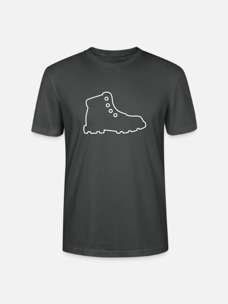 Wanderschuh - weiße Kontur - Stanley/Stella Unisex Bio-T-Shirt CRAFTER - Anthrazit