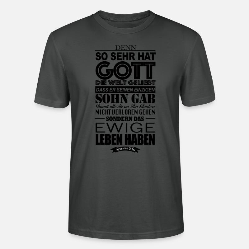 JOHANNES 3:16 - Christliches Modedesign - Stanley/Stella Unisex Bio-T-Shirt CRAFTER - Anthrazit