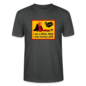 HUH! Volcano #04 (Full Donation) - Stanley/Stella Unisex Bio-T-Shirt CRAFTER - Anthrazit - Vorne - Alina (178cm) & Michal (187cm)