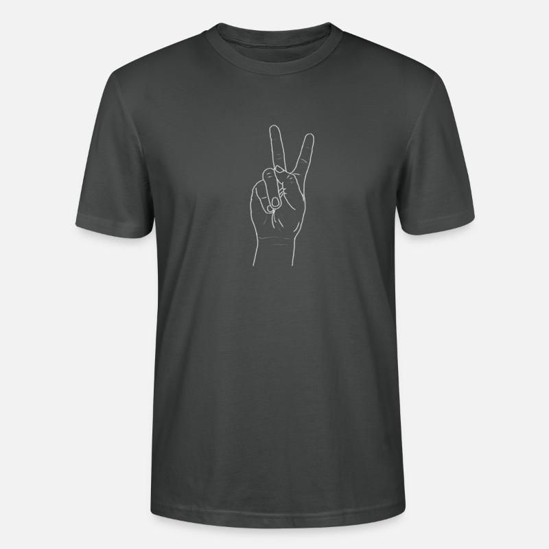 Peace Hand white - Stanley/Stella Unisex Bio-T-Shirt CRAFTER - Anthrazit
