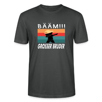 Bääm! Großer Bruder Ankündigung Dab Geburt - Stanley/Stella Unisex Bio-T-Shirt CRAFTER - Anthrazit - Vorne - Alina (178cm) & Michal (187cm)