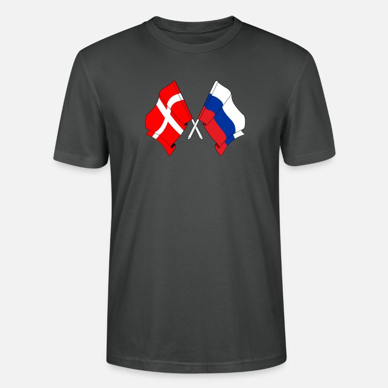 Drapeau Danemark, drapeau Russie - T-shirt bio CRAFTER Stanley Stella Unisexe - charbon