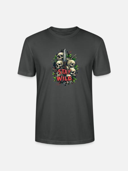 Stay Wild Knife Messer Lebensmotto - Stanley/Stella Unisex Bio-T-Shirt CRAFTER - Anthrazit