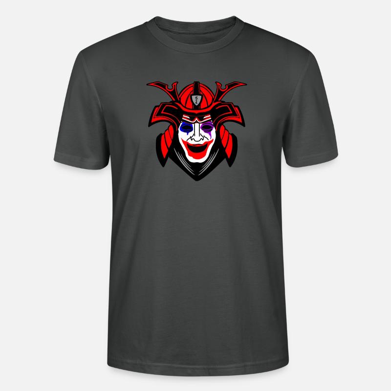 Glücklicher Samurai mit Menpo Maske - Stanley/Stella Unisex Bio-T-Shirt CRAFTER - Anthrazit