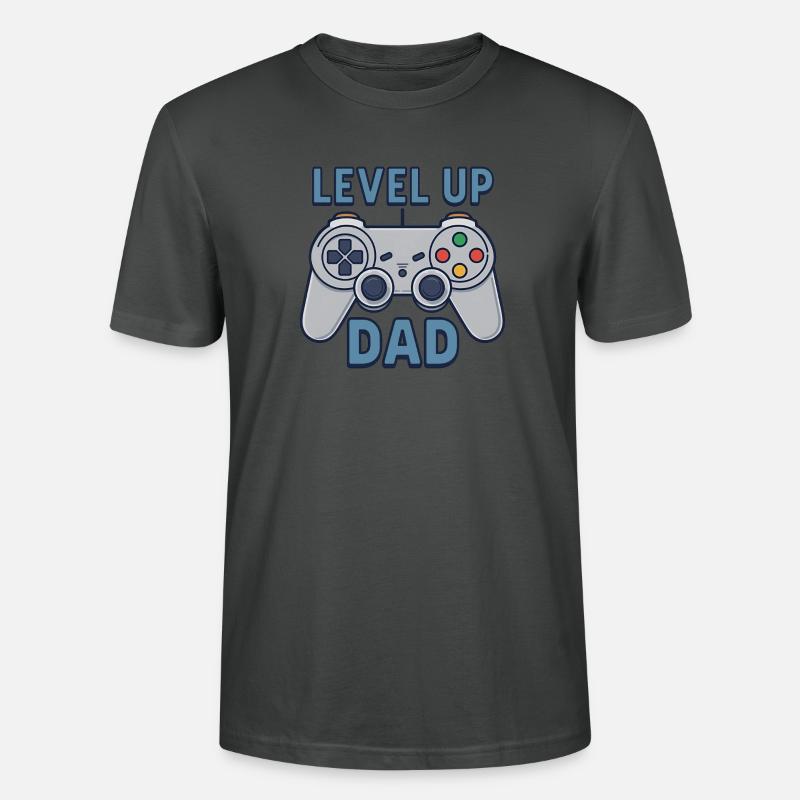 Level Up Dad – Gamer Controller Geschenk - Stanley/Stella Unisex Bio-T-Shirt CRAFTER - Anthrazit