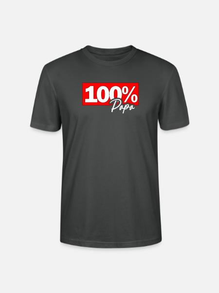 100% Papa Typo Grafik - Stanley/Stella Unisex Bio-T-Shirt CRAFTER - Anthrazit